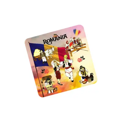 Romania port popular, set 6 suporti coster din lemn, model 010